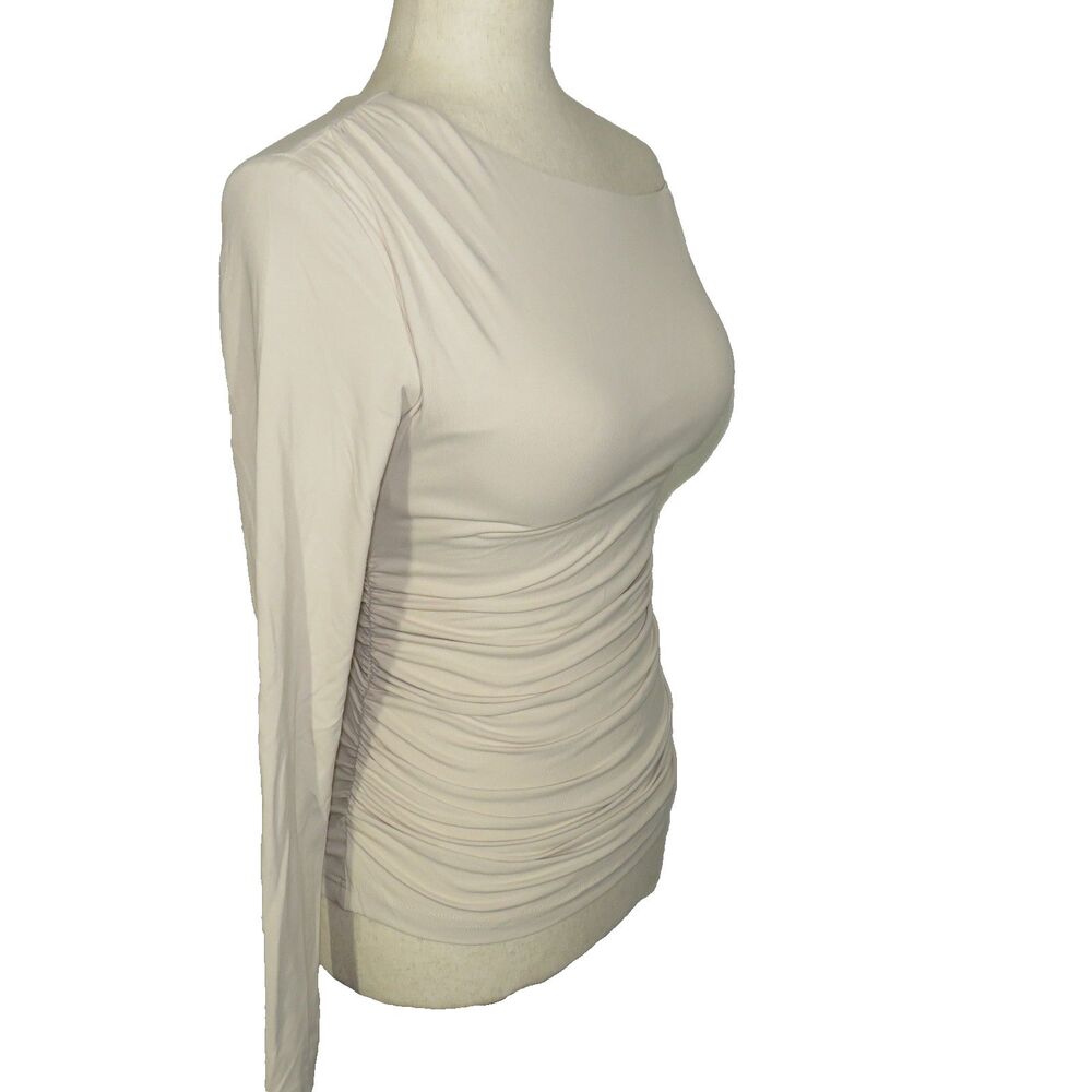 OGL EcoMousse Soft Stretchy Ruched One Shoulder Long Sleeve Brami Top Size Small - Picture 5 of 7